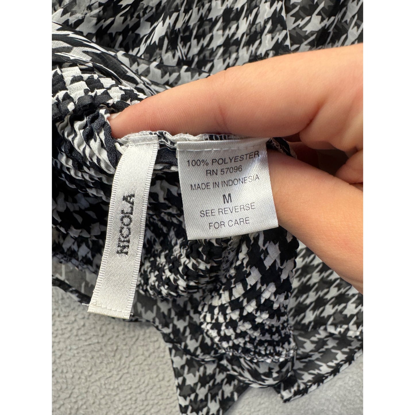 Nicola Black White Houndstooth Print Blouse Shirt Professional Wear #9596