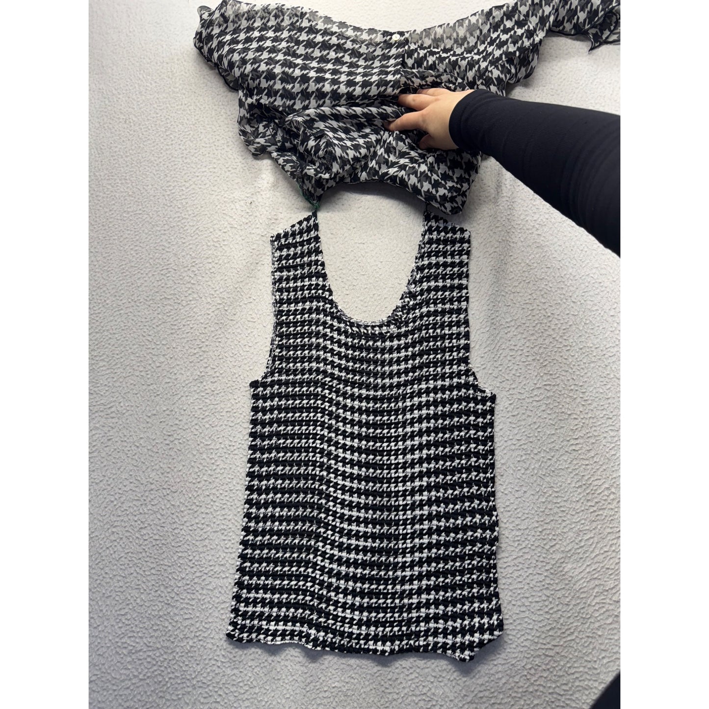 Nicola Black White Houndstooth Print Blouse Shirt Professional Wear #9596