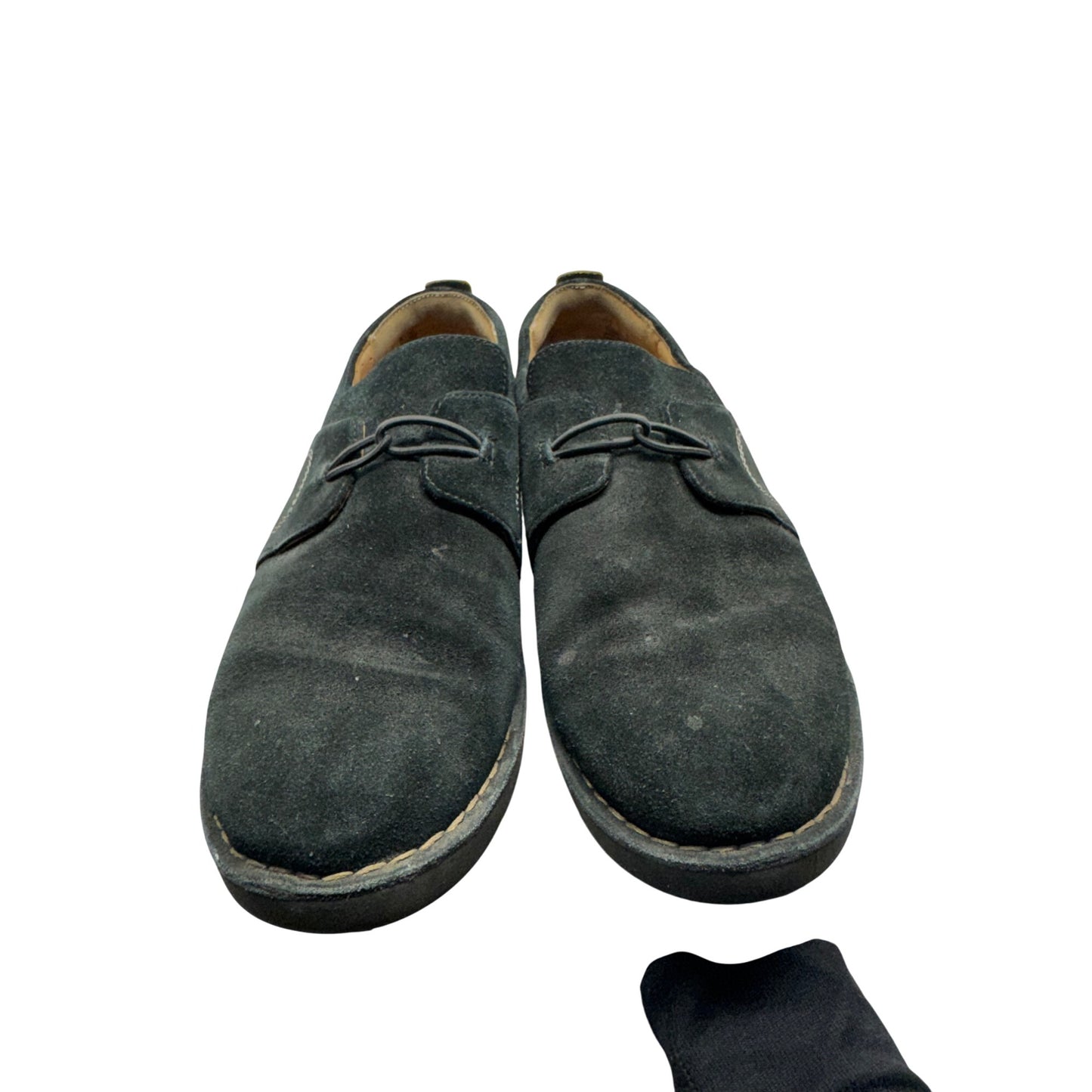 Clarks Unstructured Black Suede Loafers With Rubber Sole #9413