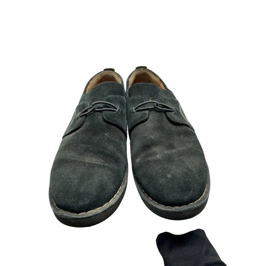 Clarks Unstructured Black Suede Loafers With Rubber Sole #9413