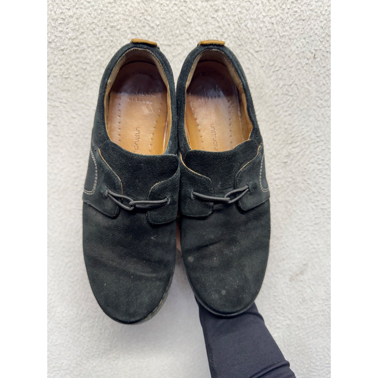 Clarks Unstructured Black Suede Loafers With Rubber Sole #9413