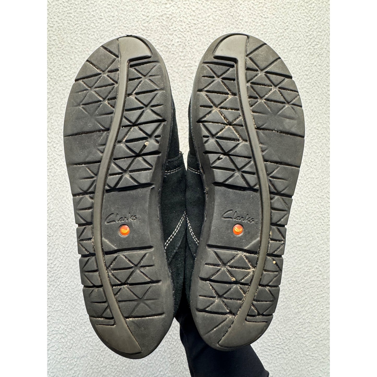 Clarks Unstructured Black Suede Loafers With Rubber Sole #9413