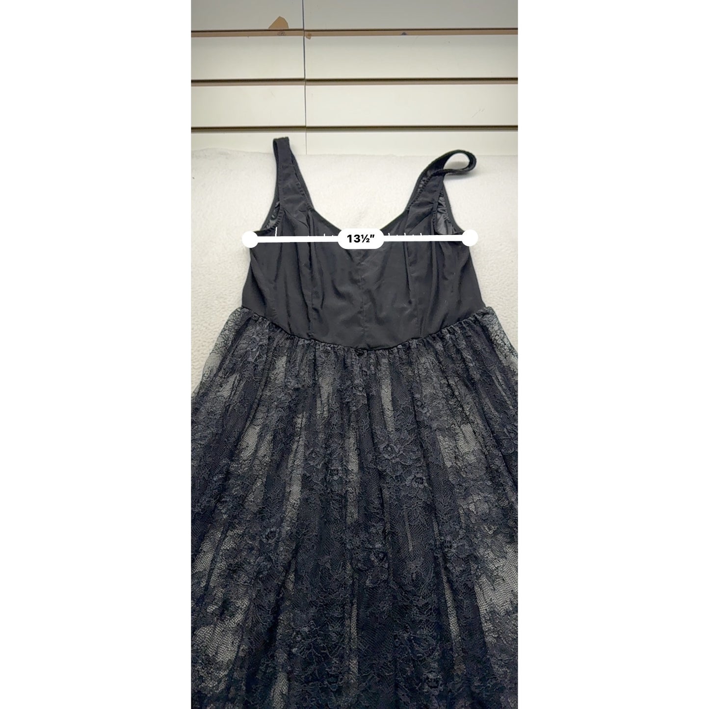 Spaghetti Strap Backless Maxi Dress In Black With Lace Overlay #294B