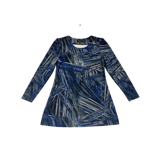 Papillon Blue Abstract Long-Sleeve A-Line Dress Large #142C