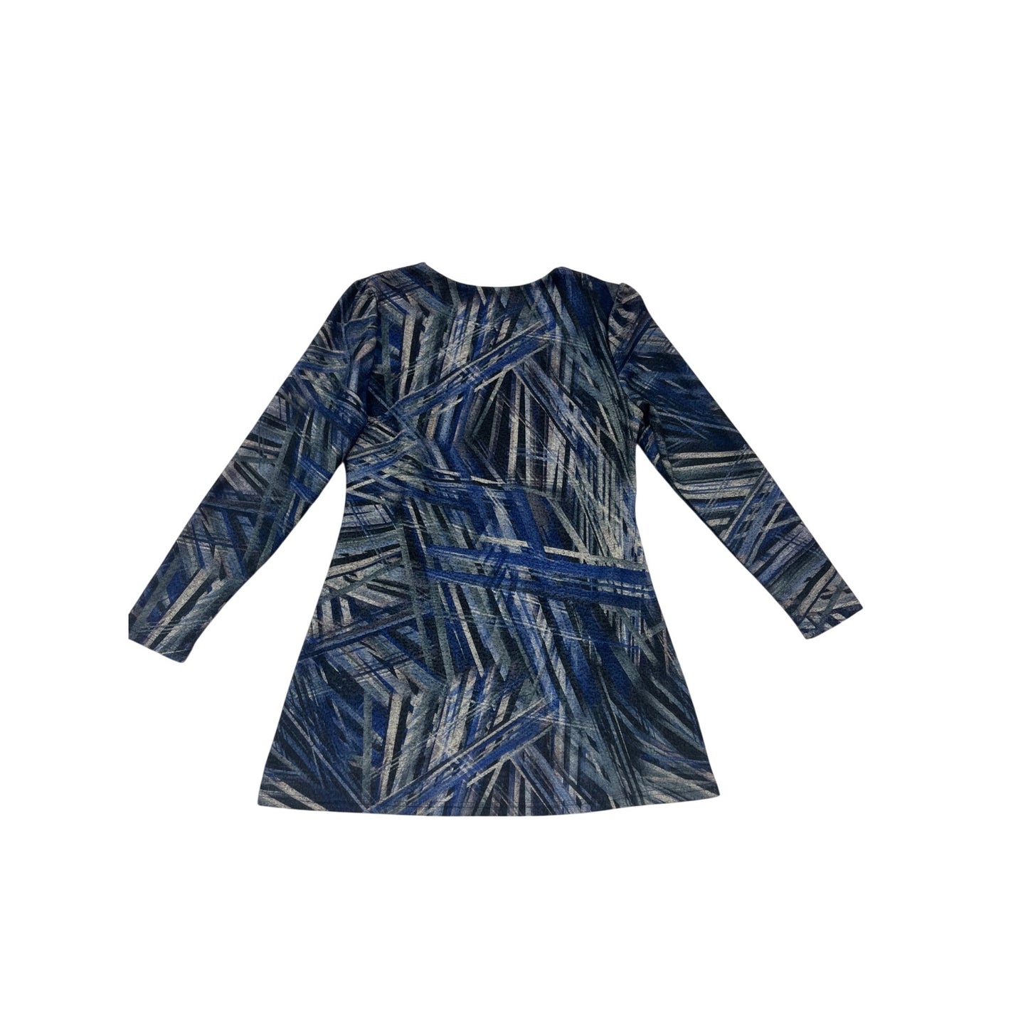 Papillon Blue Abstract Long-Sleeve A-Line Dress Large #142C
