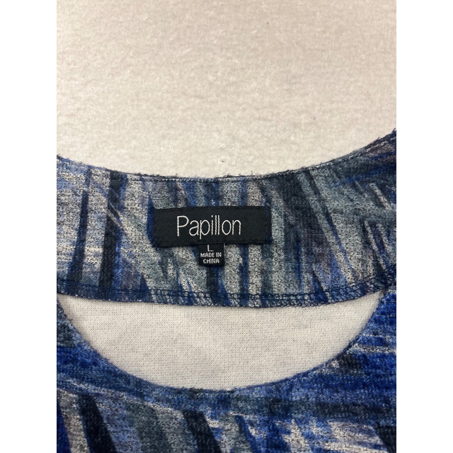 Papillon Blue Abstract Long-Sleeve A-Line Dress Large #142C