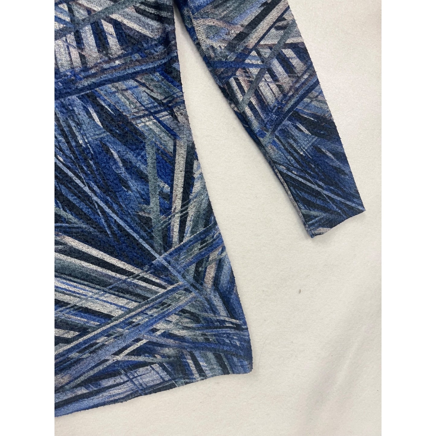 Papillon Blue Abstract Long-Sleeve A-Line Dress Large #142C