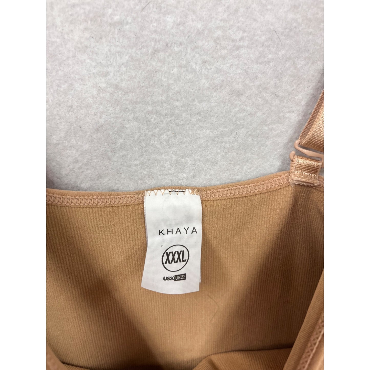 Khaya Beige Bodysuit With Adjustable Straps & Snap Closure Size XXXL #168A