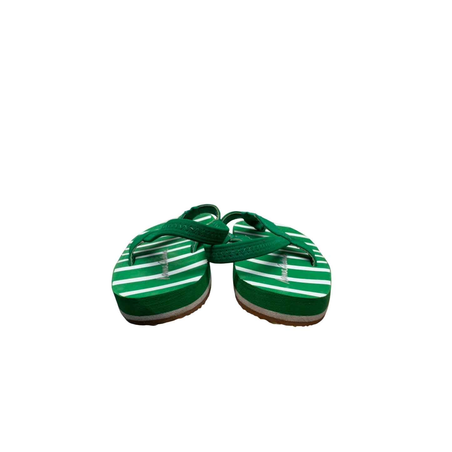 Green & White Striped Kids Beach Sandals Flip Flops Comfort Footwear #9647