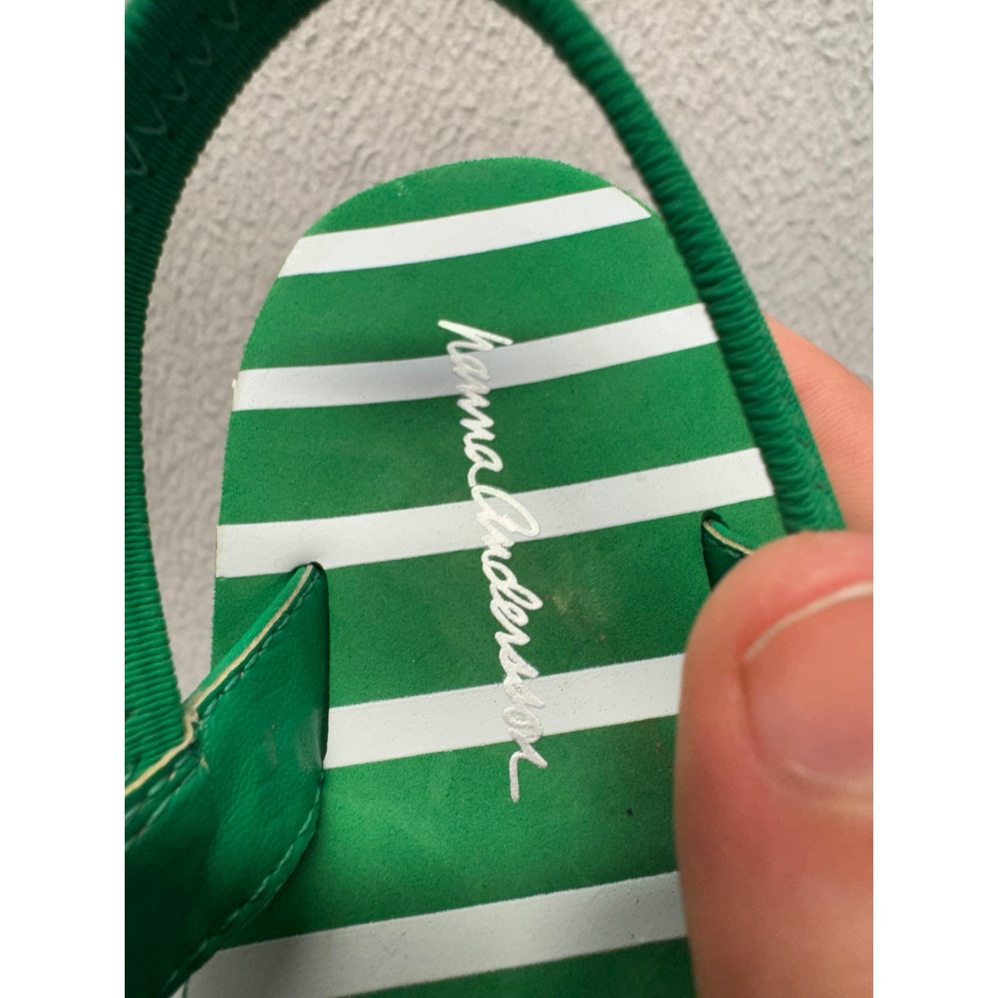 Green & White Striped Kids Beach Sandals Flip Flops Comfort Footwear #9647