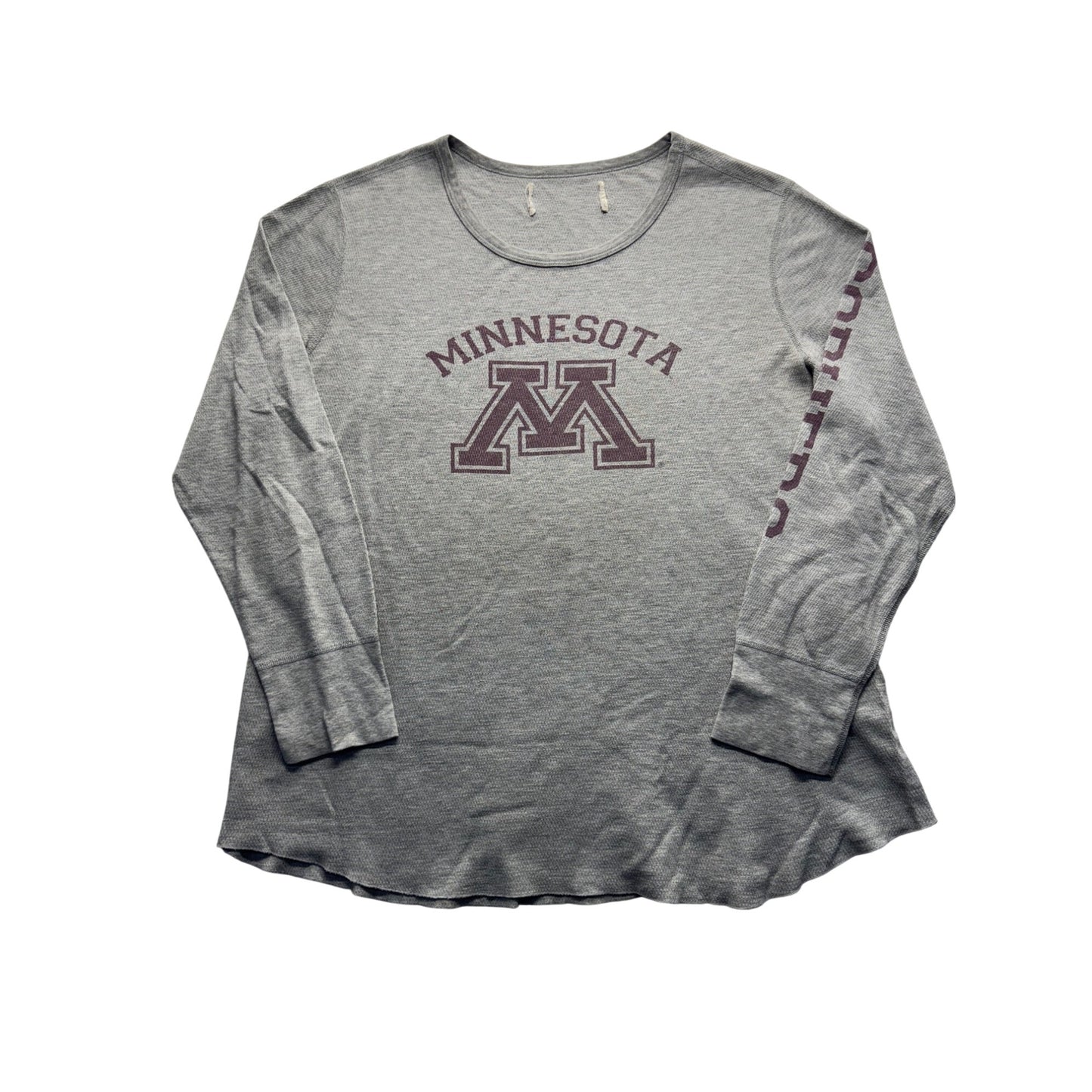 University Of Minnesota Long Sleeve Gray Thermal Shirt Womens Size L #9547