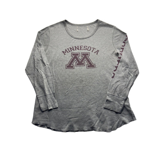 University Of Minnesota Long Sleeve Gray Thermal Shirt Womens Size L #9547