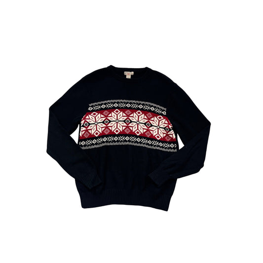 Vintage Dockers Nordic Snowflake Knit Sweater Black & Red Cotton M #996A