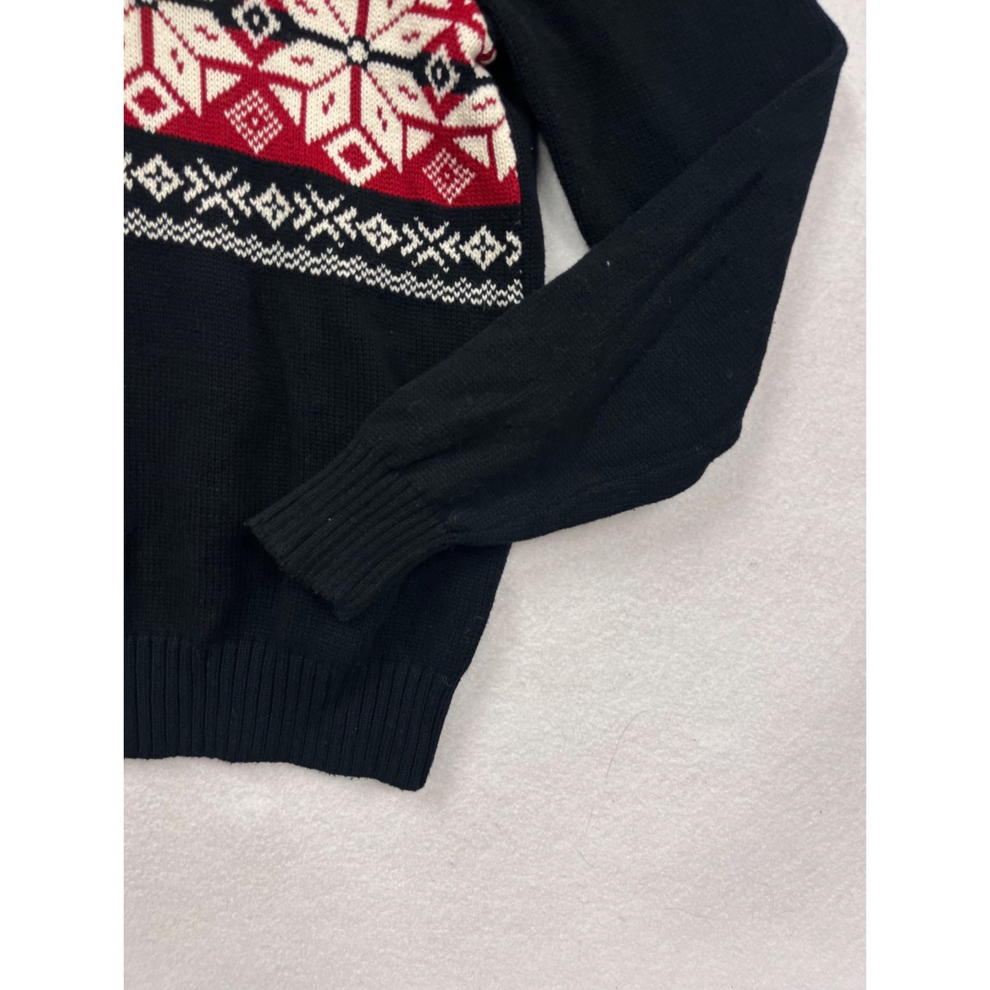 Vintage Dockers Nordic Snowflake Knit Sweater Black & Red Cotton M #996A