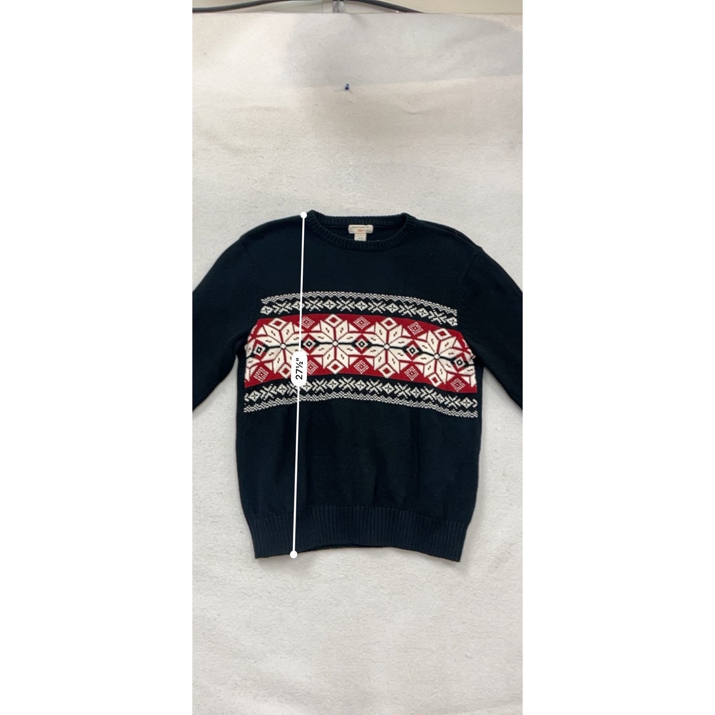 Vintage Dockers Nordic Snowflake Knit Sweater Black & Red Cotton M #996A