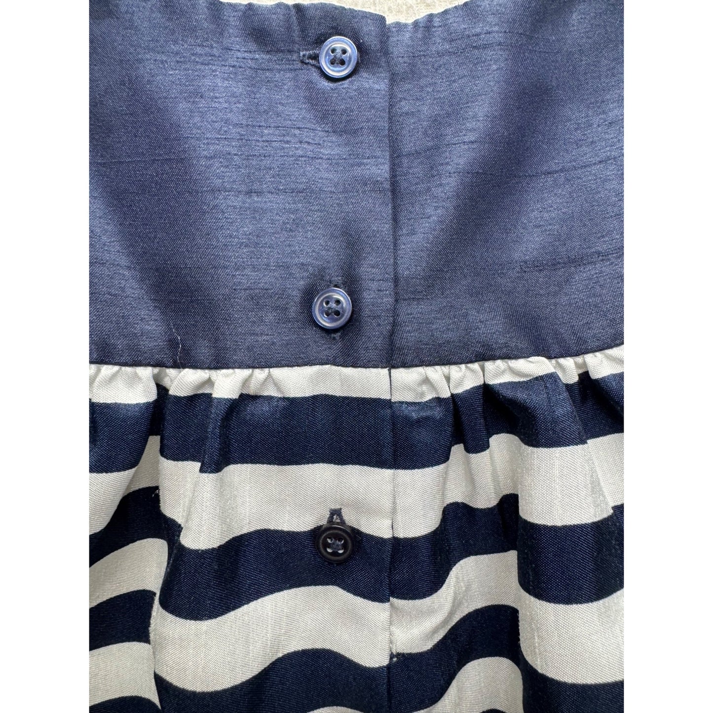 Navy & White Striped Sleeveless Dress Floral Accents By Gymboree Size 3T 255B