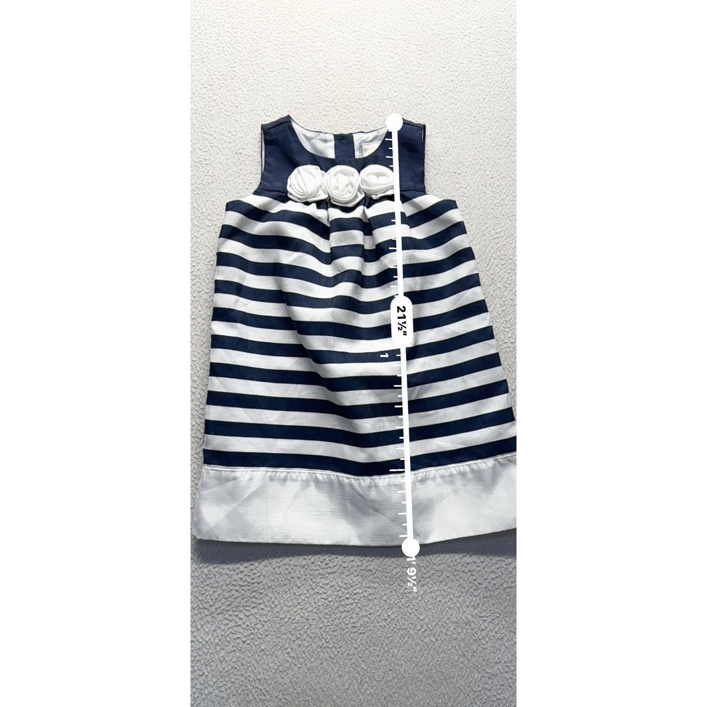 Navy & White Striped Sleeveless Dress Floral Accents By Gymboree Size 3T 255B