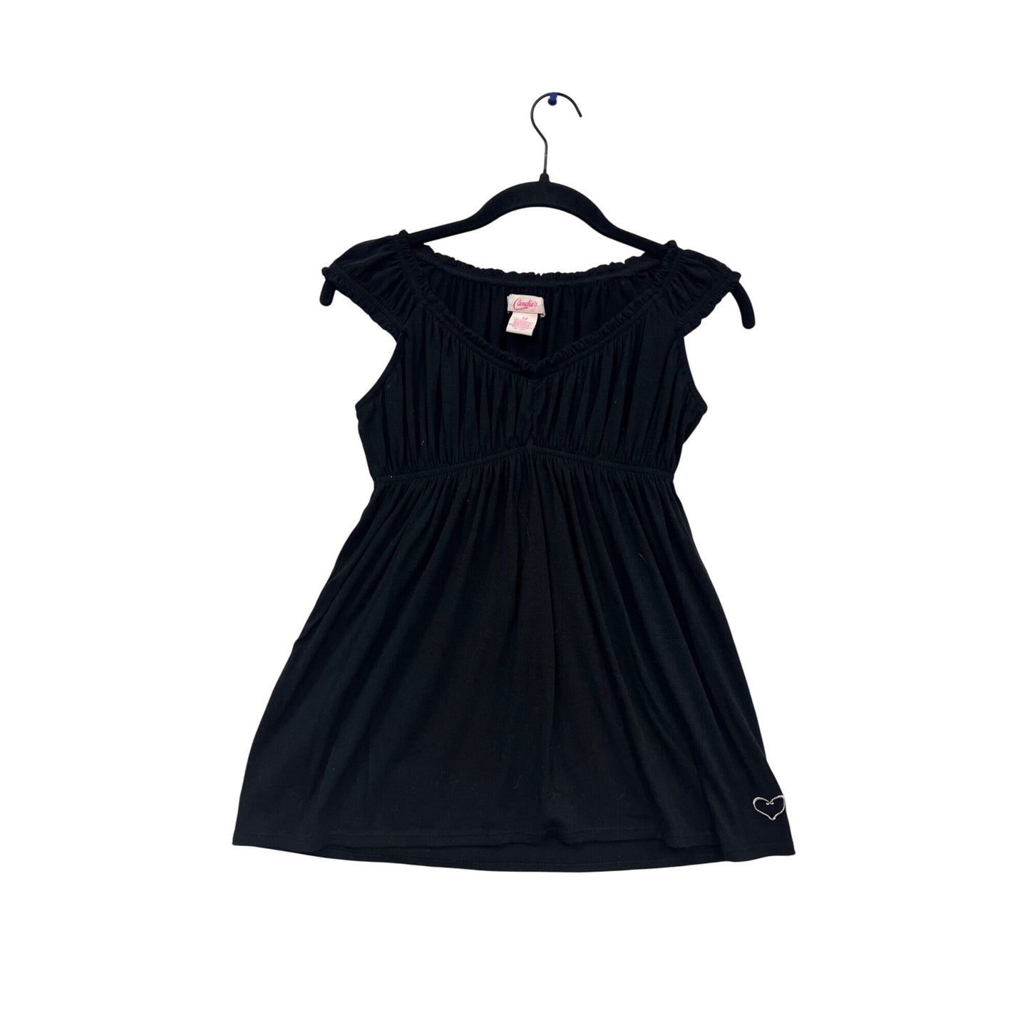Candies Black Ruched Short Sleeve Dress M #494A