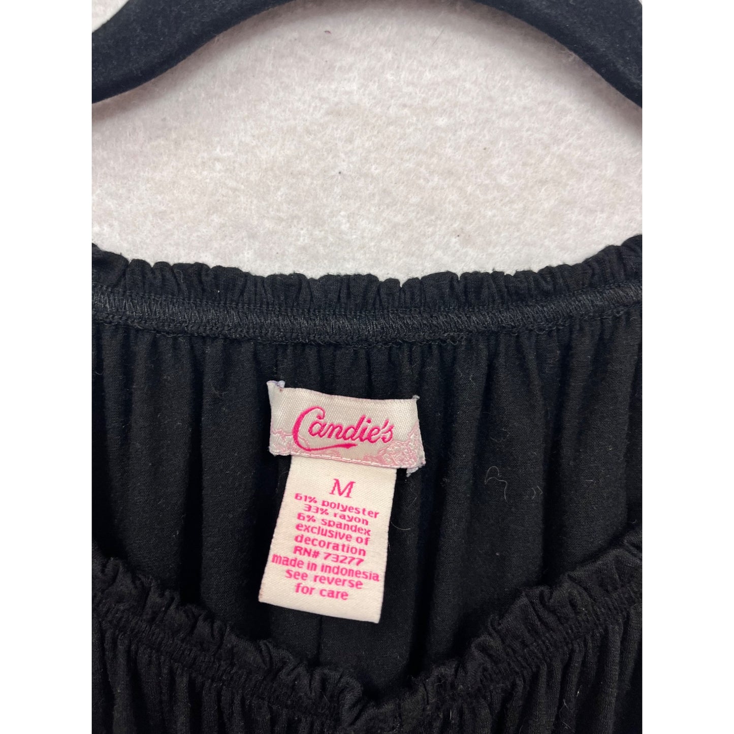 Candies Black Ruched Short Sleeve Dress M #494A