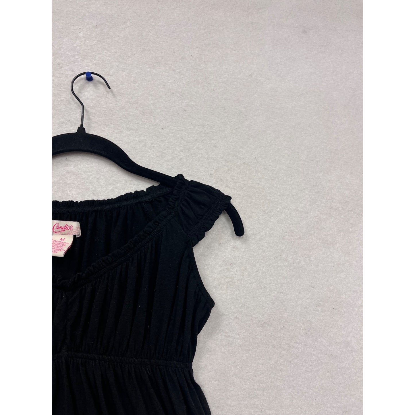 Candies Black Ruched Short Sleeve Dress M #494A