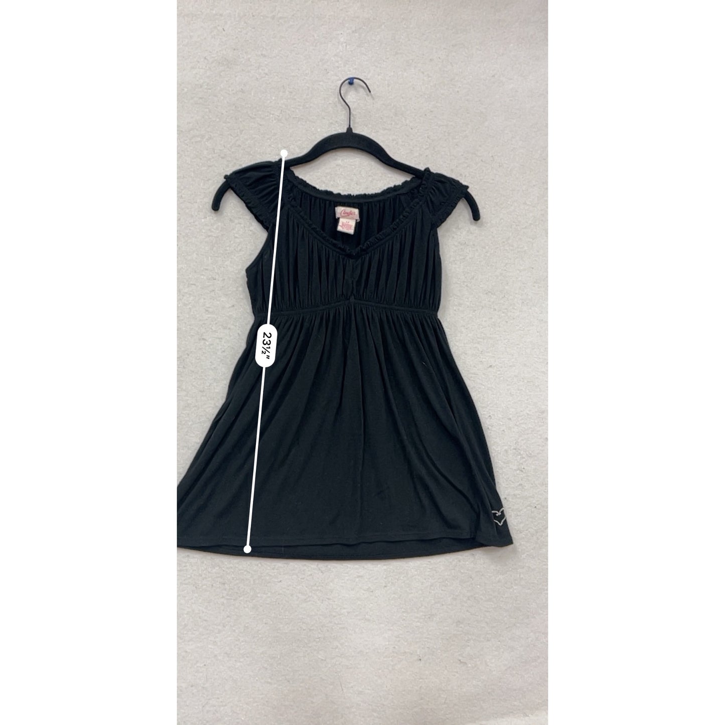 Candies Black Ruched Short Sleeve Dress M #494A