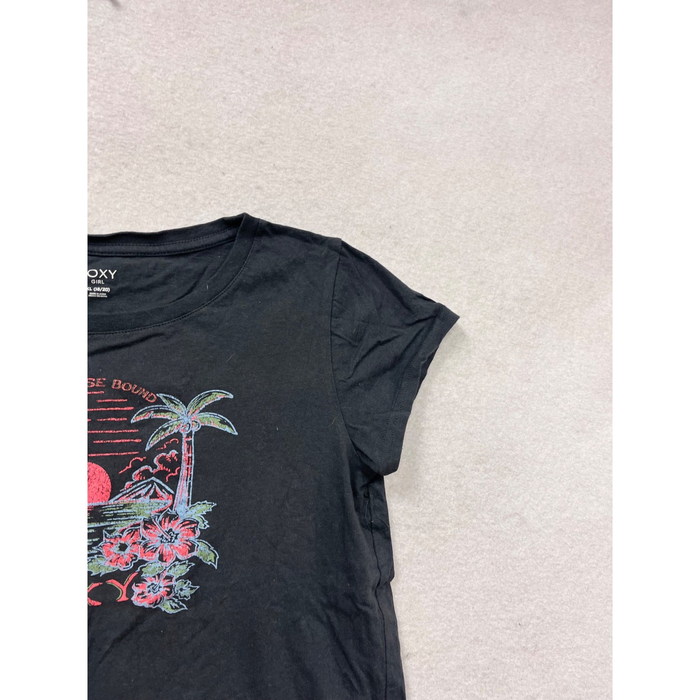Roxy XL Black Paradise Bound Graphic T-Shirt #474A