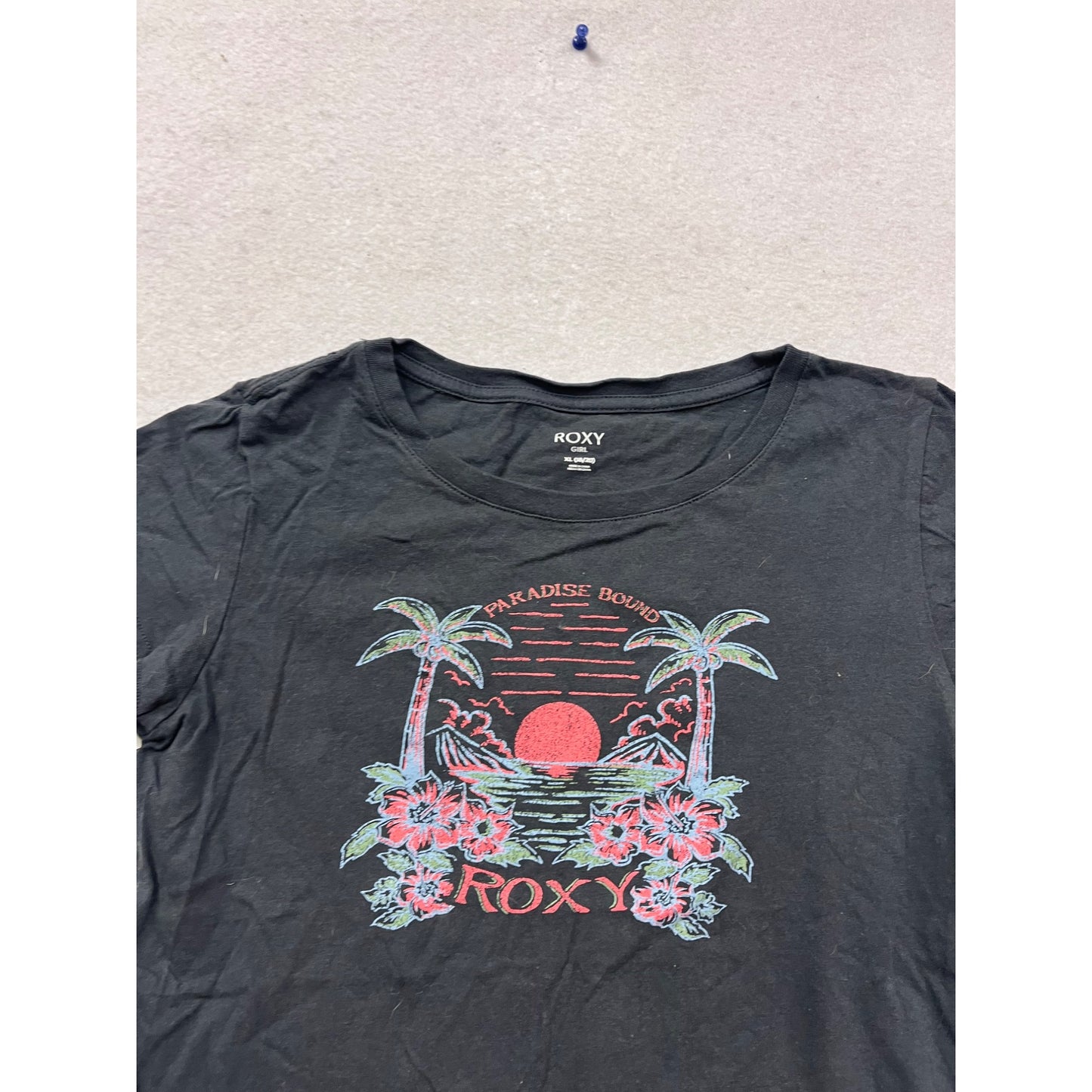 Roxy XL Black Paradise Bound Graphic T-Shirt #474A