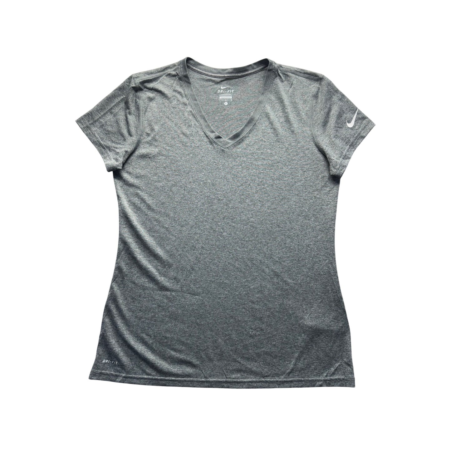 Nike Gray Dri-FIT V-Neck Short Sleeve Athletic Shirt L #9926
