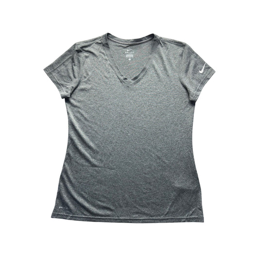 Nike Gray Dri-FIT V-Neck Short Sleeve Athletic Shirt L #9926