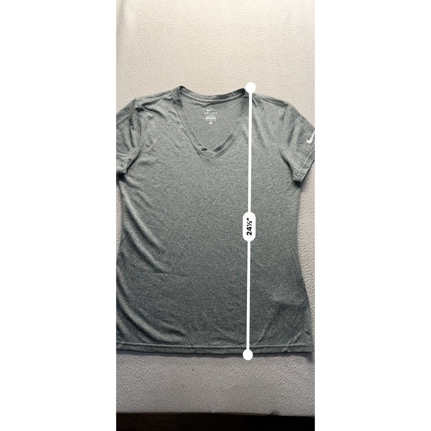 Nike Gray Dri-FIT V-Neck Short Sleeve Athletic Shirt L #9926