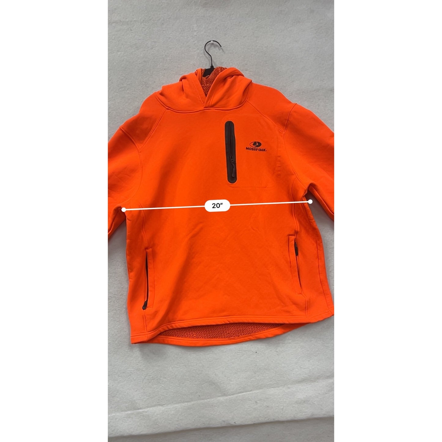 Mens Large Orange Mossy Oak Hooded Pullover Jacket with Face Mask #8126