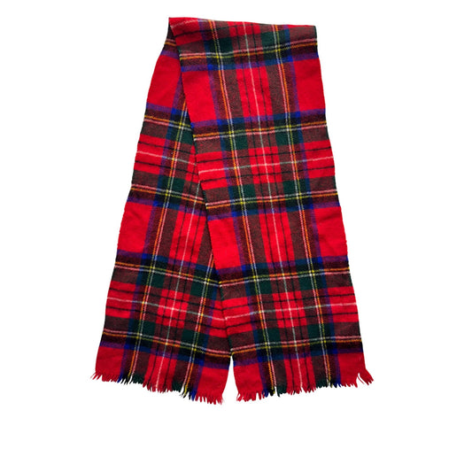 Royal Stewart Tartan Wool Scarf Glen Elgin Made In Scotland Red Green Plaid #9512