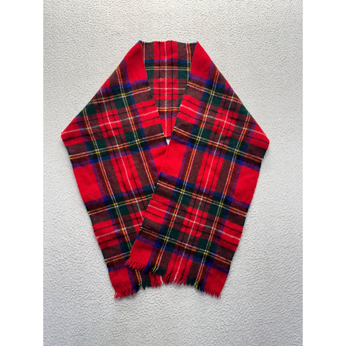 Royal Stewart Tartan Wool Scarf Glen Elgin Made In Scotland Red Green Plaid #9512