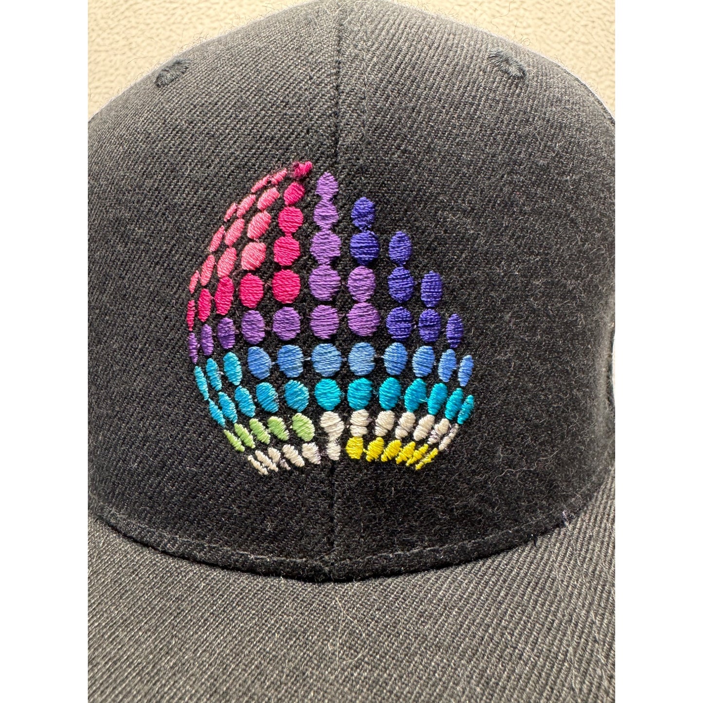 Black Snapback Hat With Multicolor Embroidered Design & Adjustable Back #9696