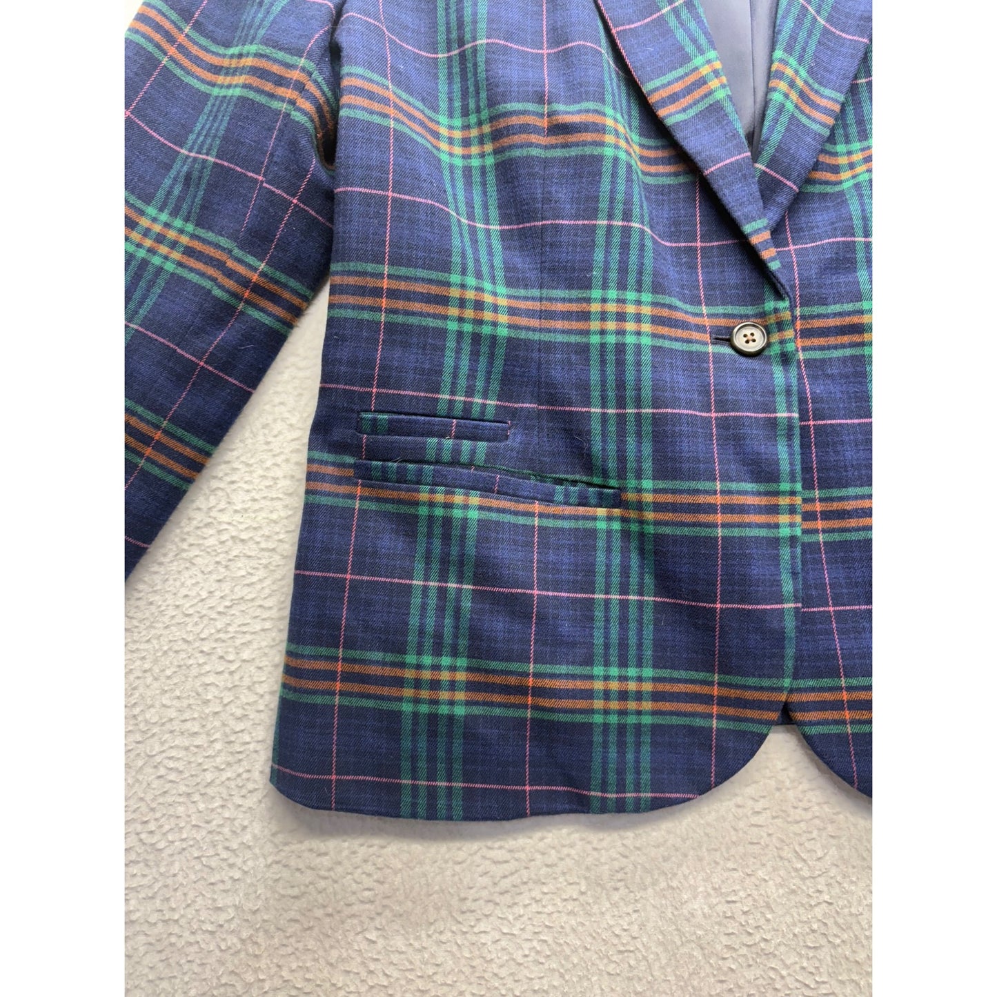 Merona Womens Plaid Blazer Size 12 Blue/Green Checkered Pattern #7724