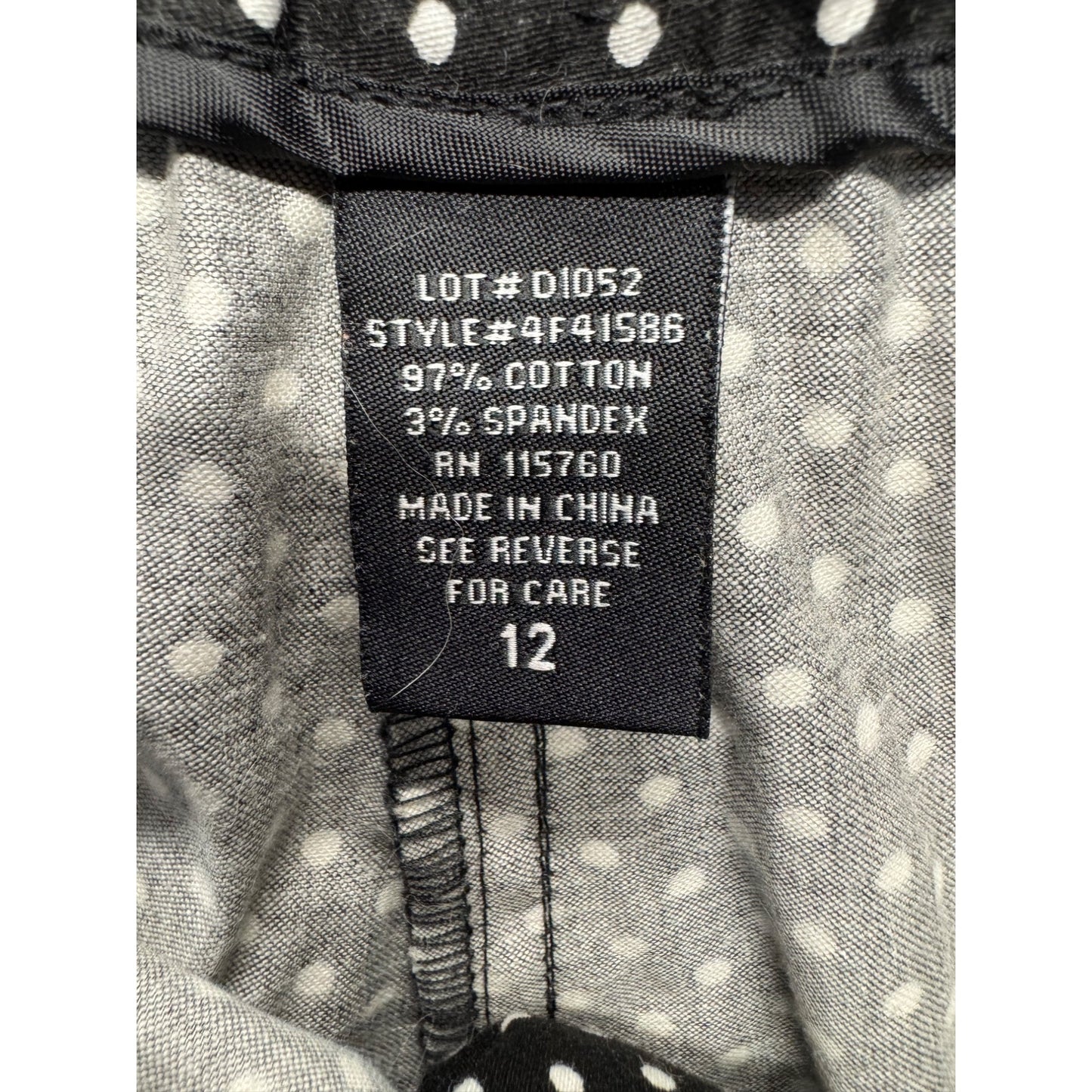 D.F.A. New York Black White Polka Dot Cropped Pants Size 12 #9048