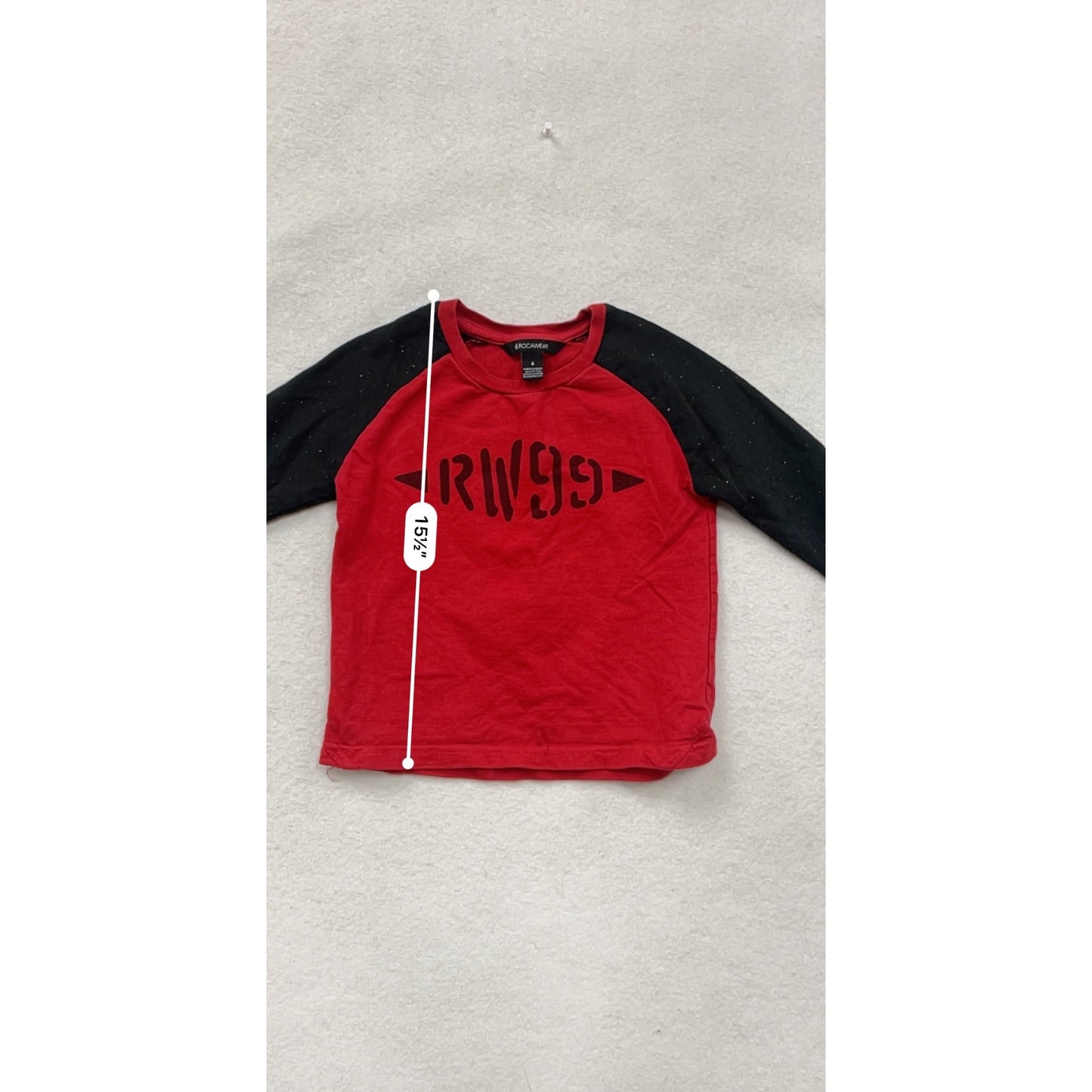 Rocawear Red & Black RW99 Raglan Long Sleeve Shirt Size 4T #8685