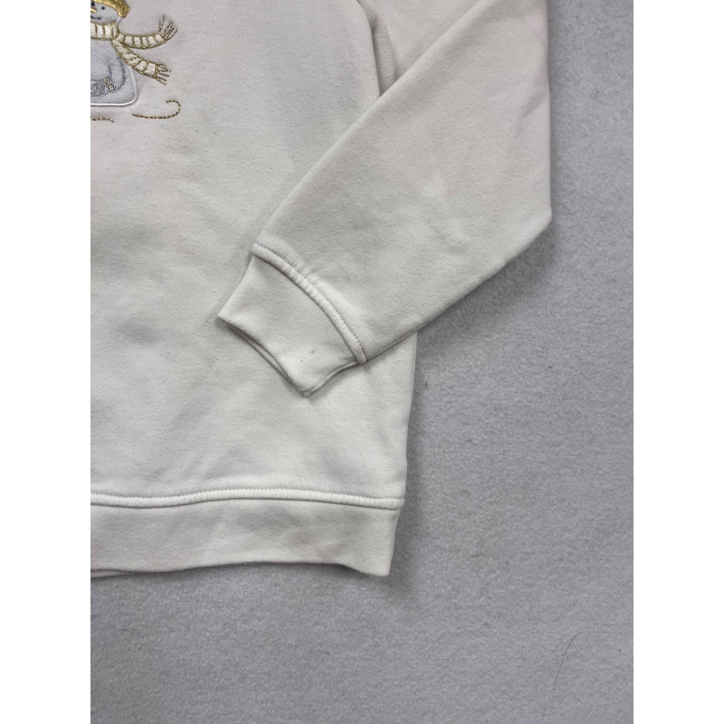 Studio Works Petite Medium White Snowman Sweatshirt #100C