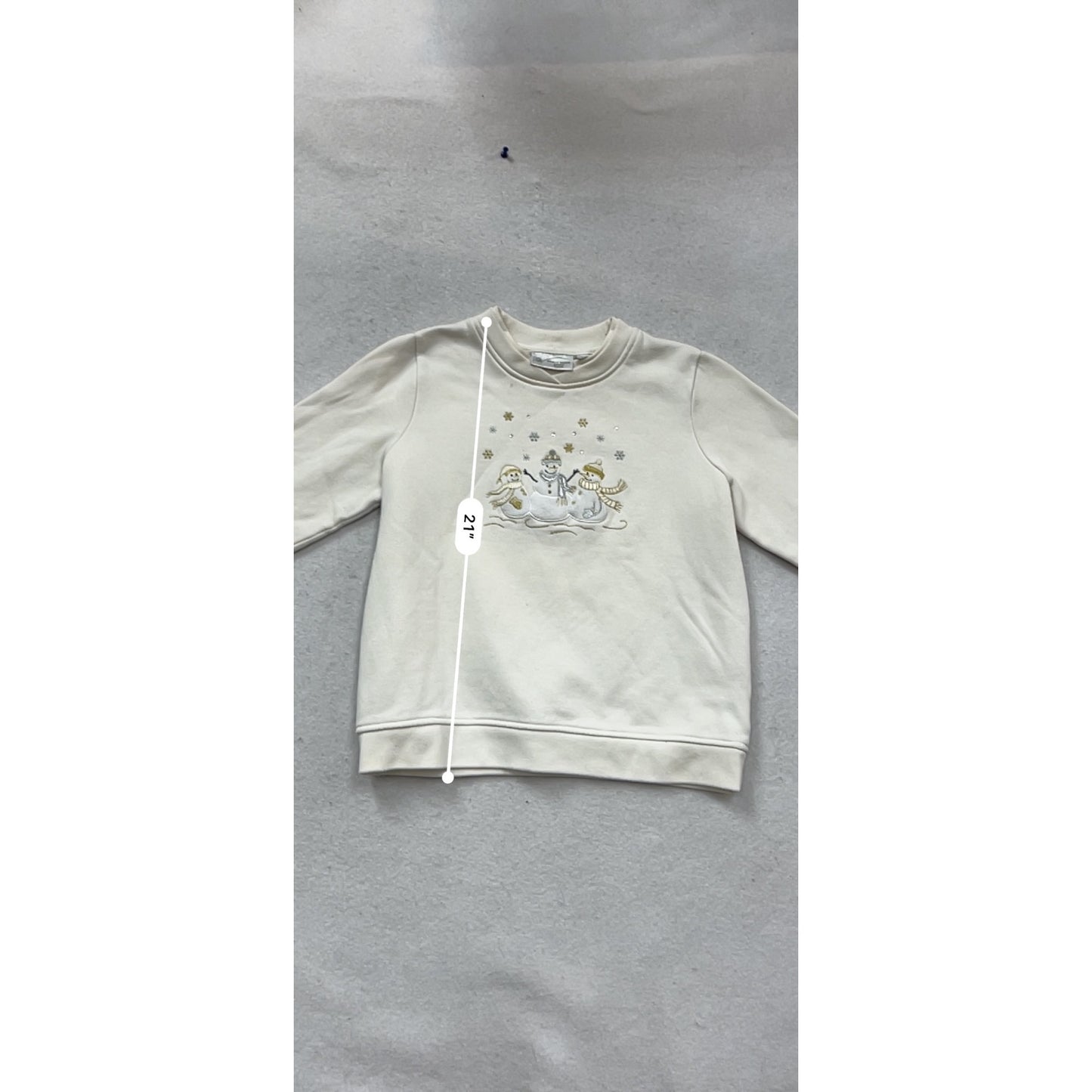 Studio Works Petite Medium White Snowman Sweatshirt #100C