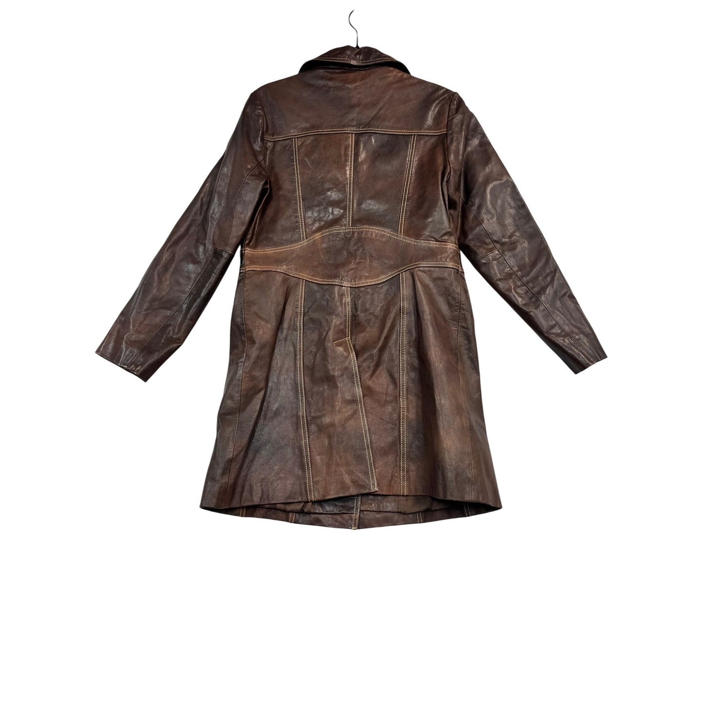 Women’s Wilson's Leather Brown Button Front Trench Coat #2669