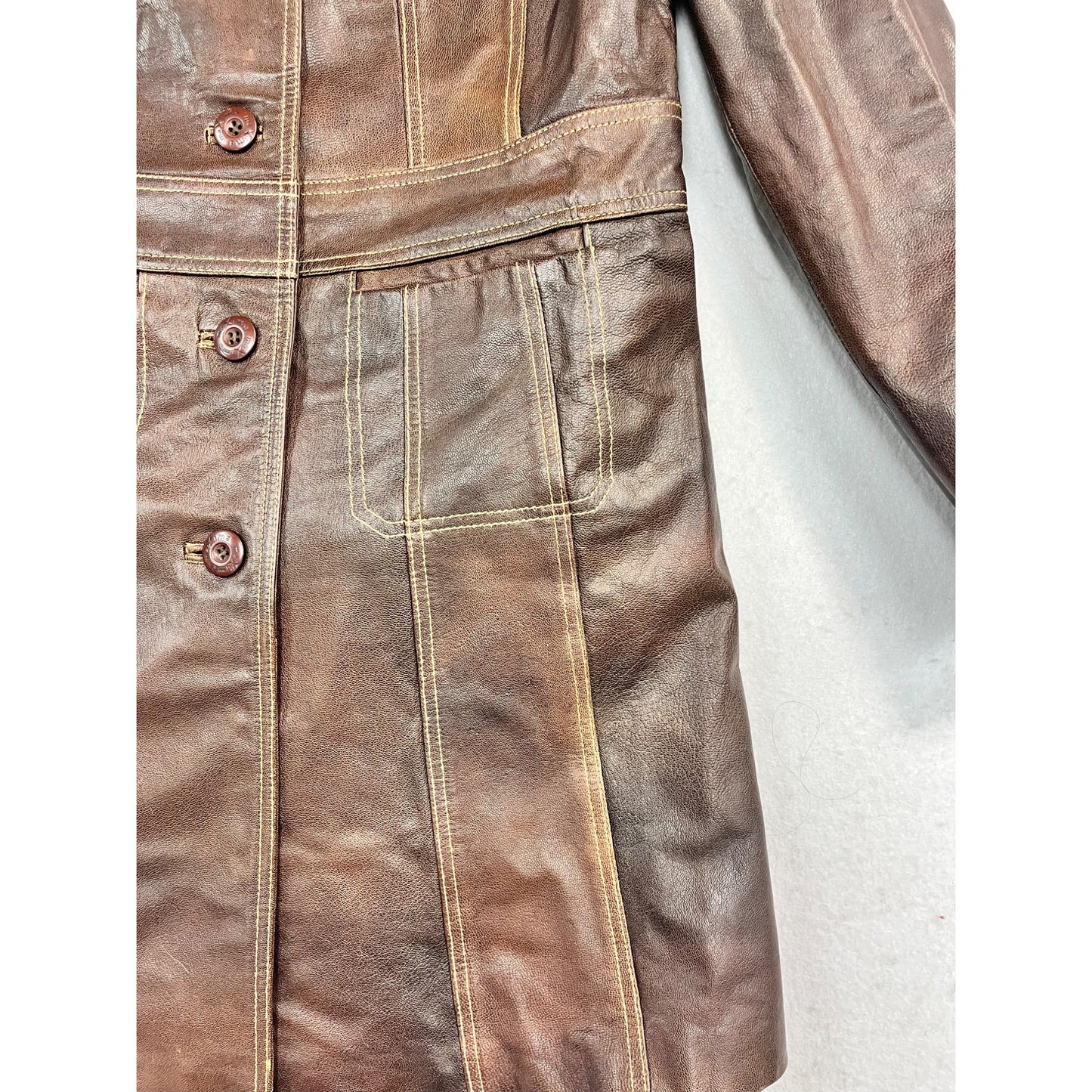 Women’s Wilson's Leather Brown Button Front Trench Coat #2669