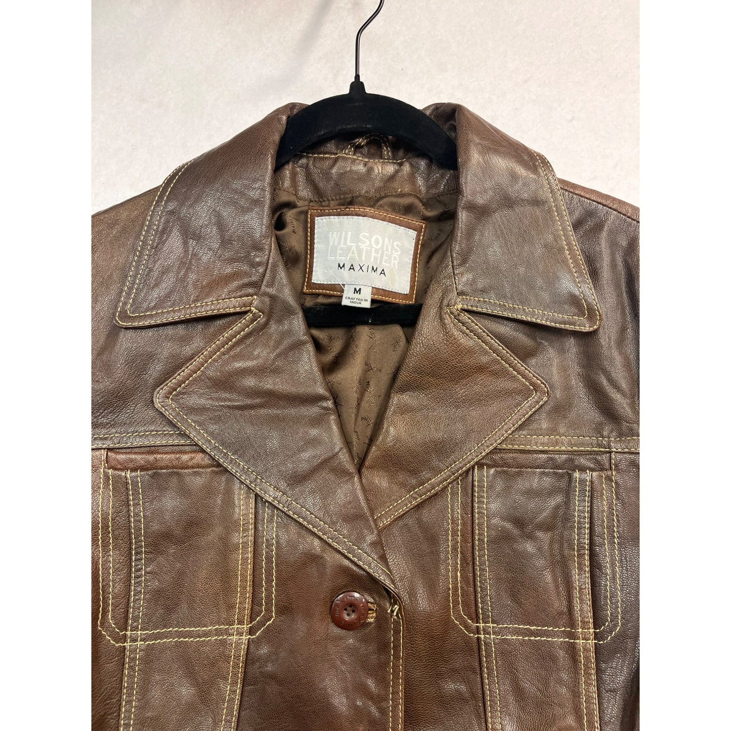 Women’s Wilson's Leather Brown Button Front Trench Coat #2669