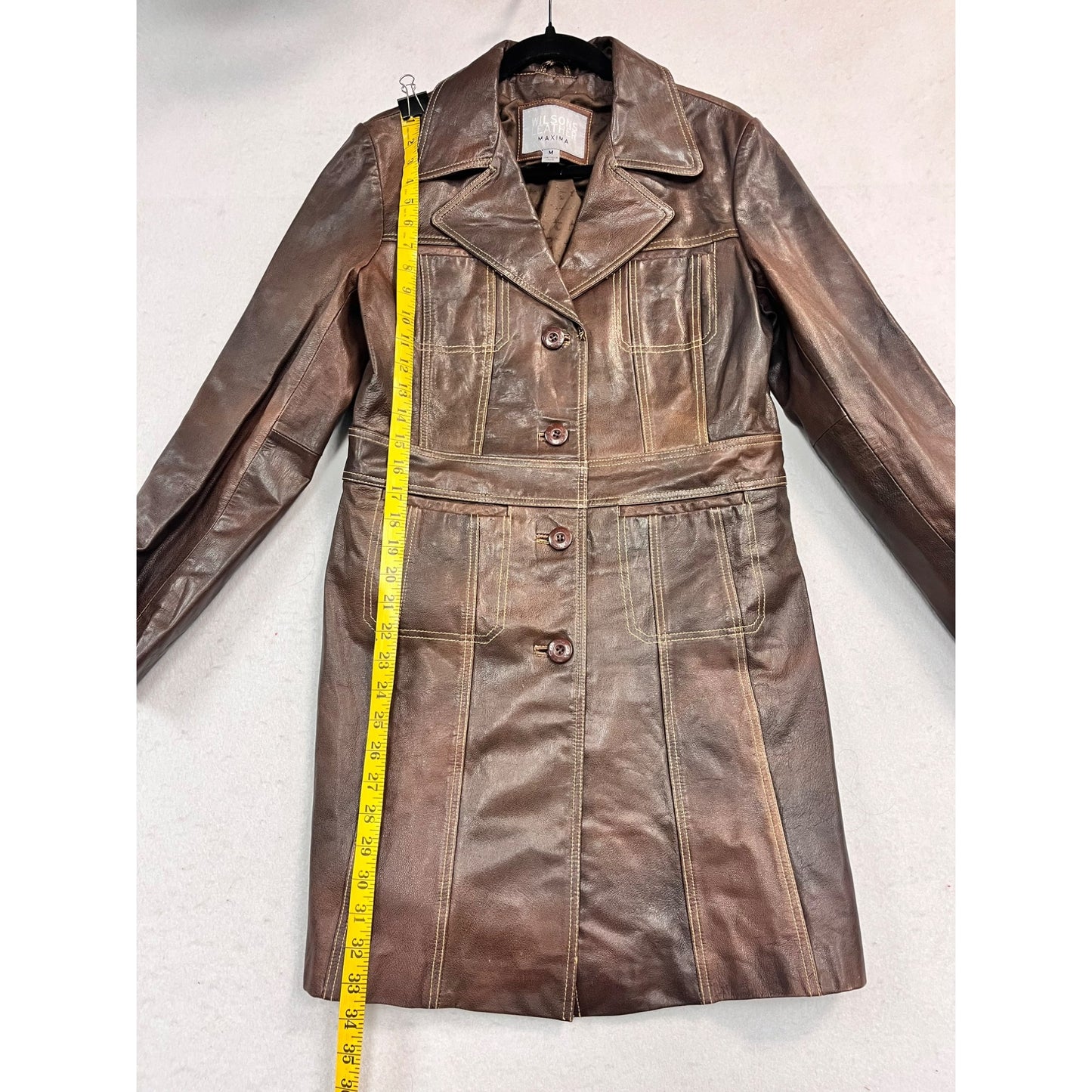 Women’s Wilson's Leather Brown Button Front Trench Coat #2669