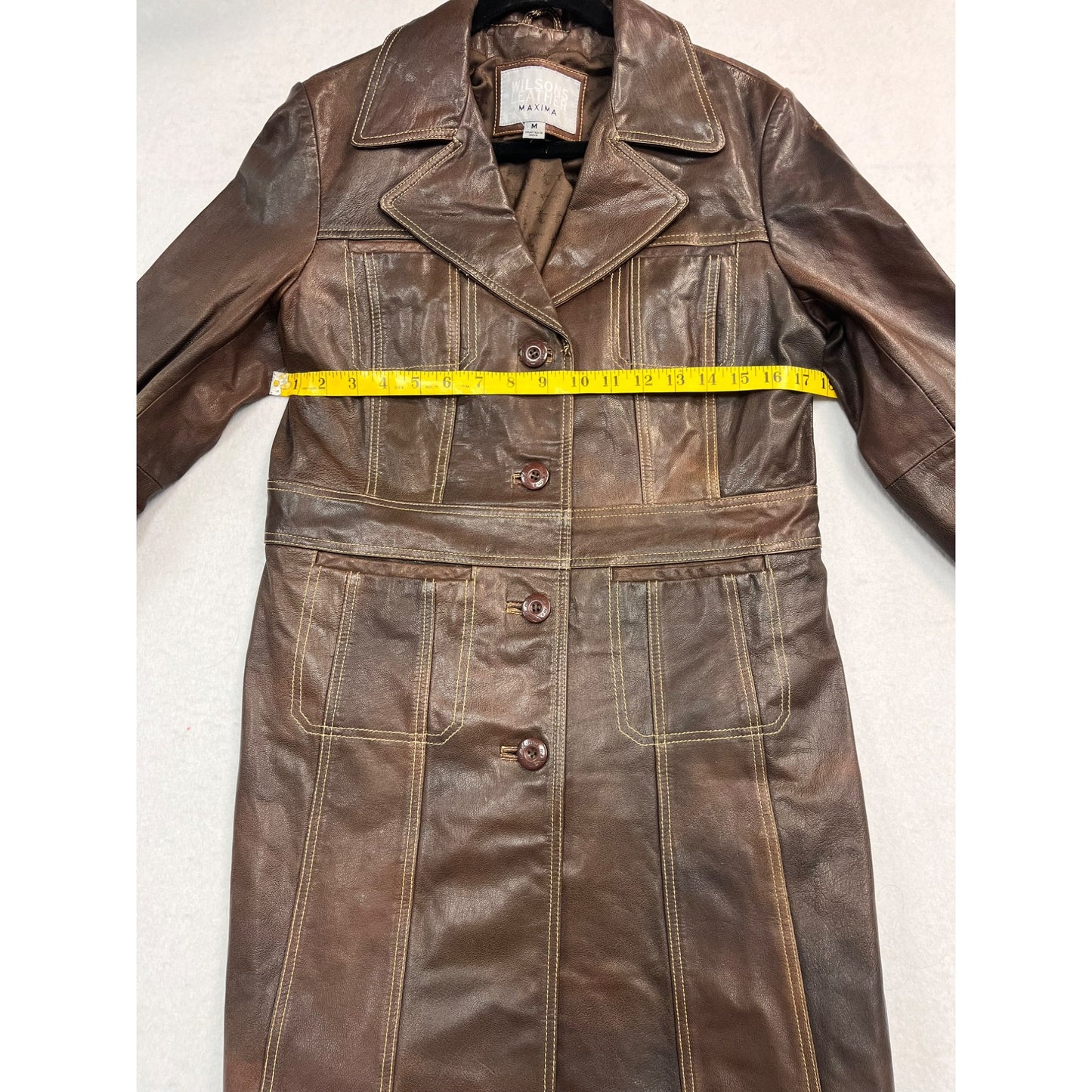 Women’s Wilson's Leather Brown Button Front Trench Coat #2669