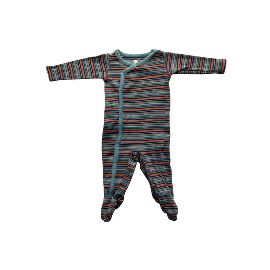 Striped Footed Baby Onesie Size 0-3 Months By Tea Collection #7161