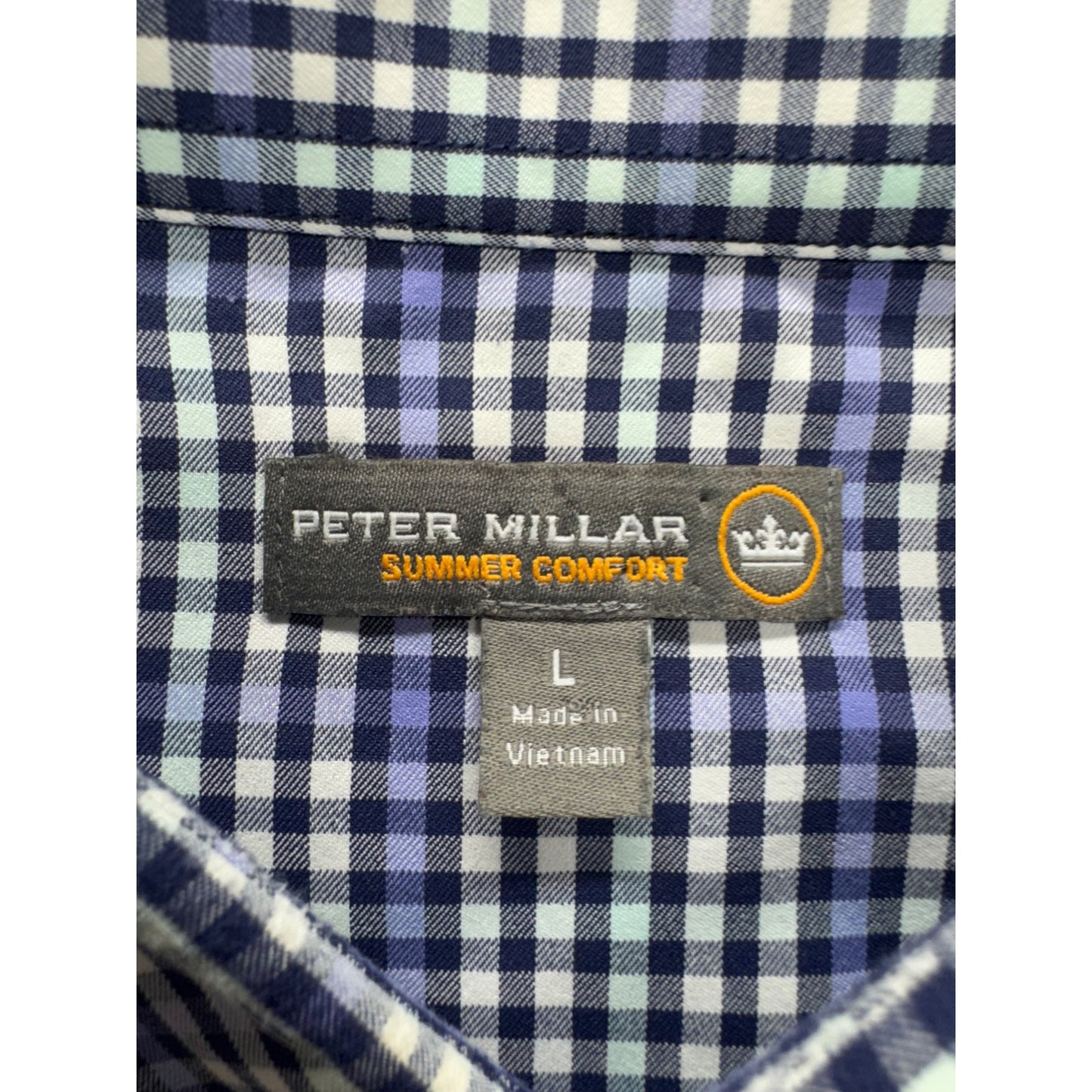 Peter Millar Summer Comfort Gingham Long Sleeve  Shirt L #7914