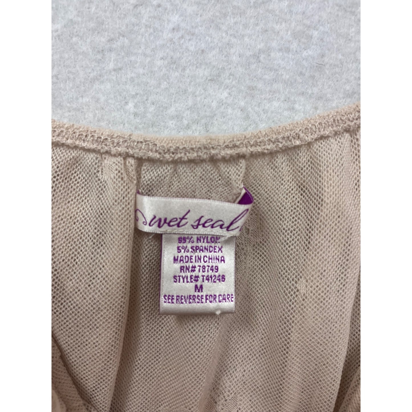 Wet Seal Off-Shoulder Lace Top Size M Beige #319A