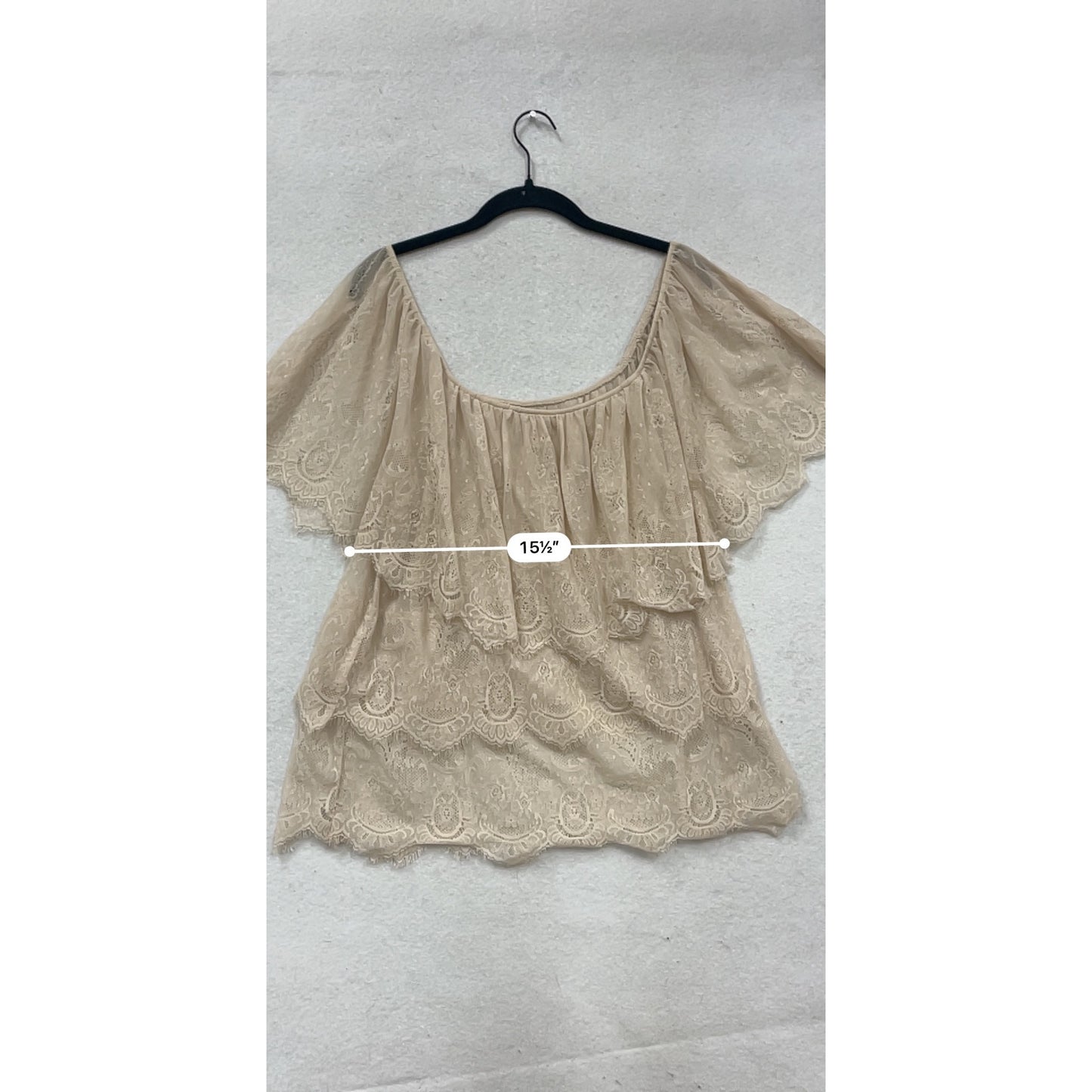 Wet Seal Off-Shoulder Lace Top Size M Beige #319A