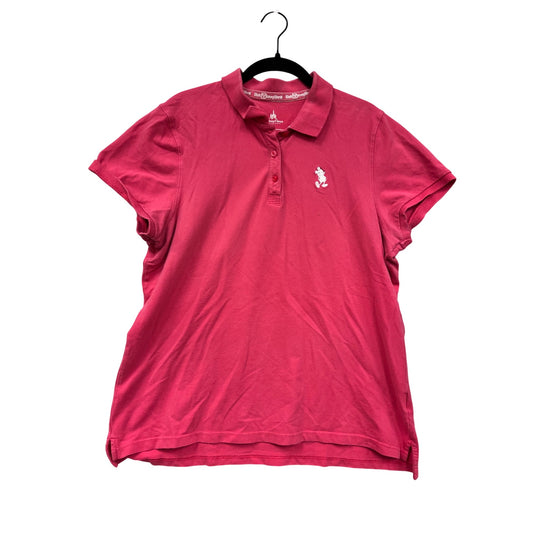 Disney Parks Womens XL Pink Polo Shirt With Mickey Embroidery #8990