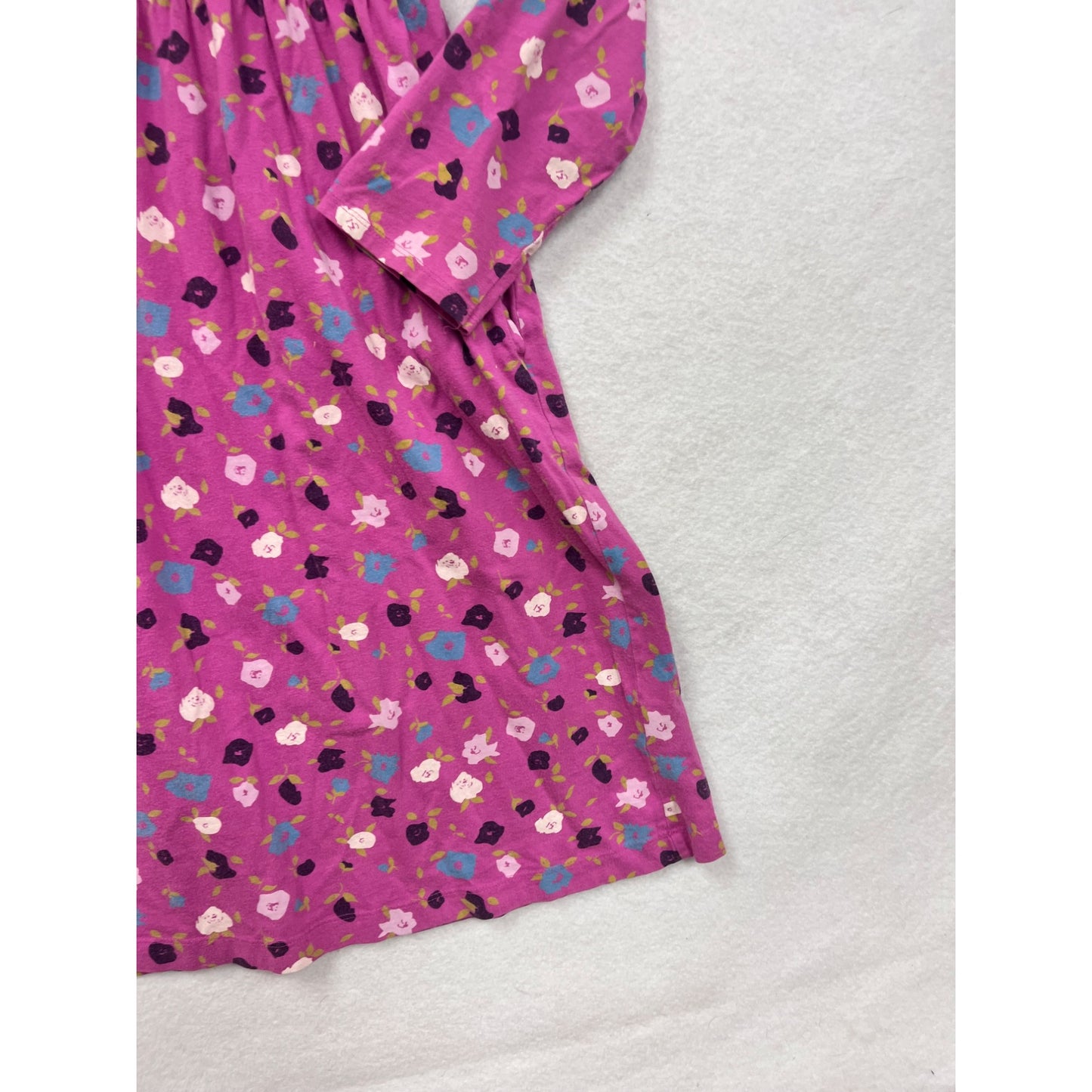 Girls Lands End Pink Floral Long-Sleeve Cotton Dress Size 10 #8131